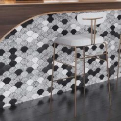 Black And Gray Terrazzo Scale Mosaic Tile