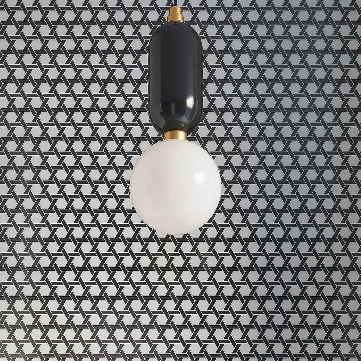 Black And White Weaved Hexagon Glass Mosaic Tile - Image 9