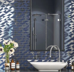 Blue Deco Brick Glass Mosaic Tile