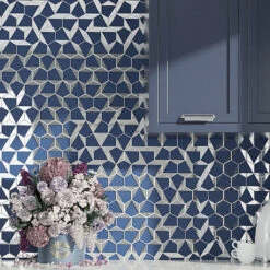 Blue Deco Hex Glass Mosaic Tile