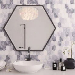 Calacatta Bluette Elongated Hexagon Mosaic Tile