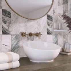 Calacatta Bluette Polished Marble Subway Tile 4x12