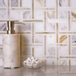 Calacatta Gold Basket Pattern Mosaic Tile
