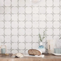 Camelia Dolomiti Bianco & Glass Mosaic Tile