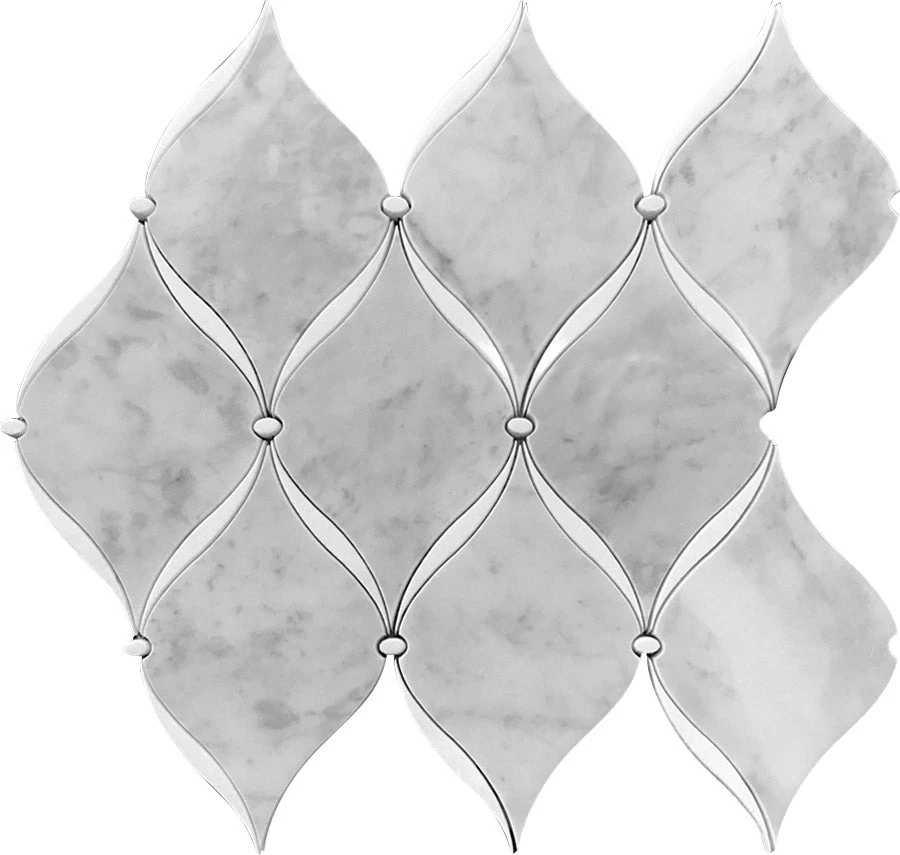 Carrara Chic With Thassos Dots Marble Mosaic Tile - Image 5