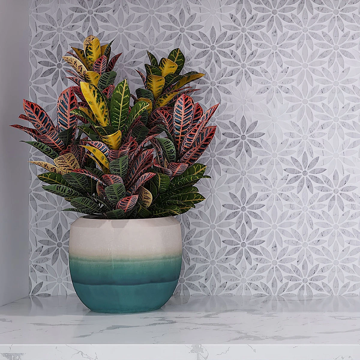 Carrara & Eastern White Bouquette Marble Mosaic Tile - Image 8