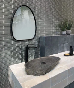 Cool Gray Glass Brick Tile