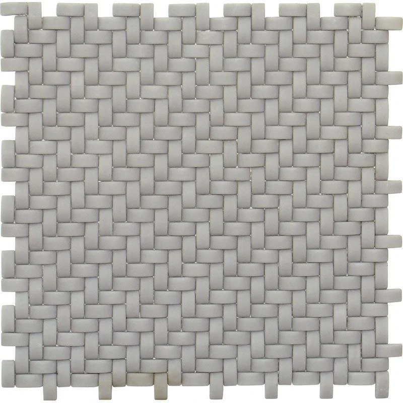 Dark Grey Recycled Glass Basket Weave Mosaic Tile - Image 4
