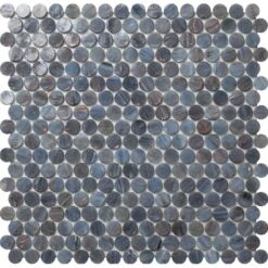 Denim Glass Round Penny Mosaic Tile