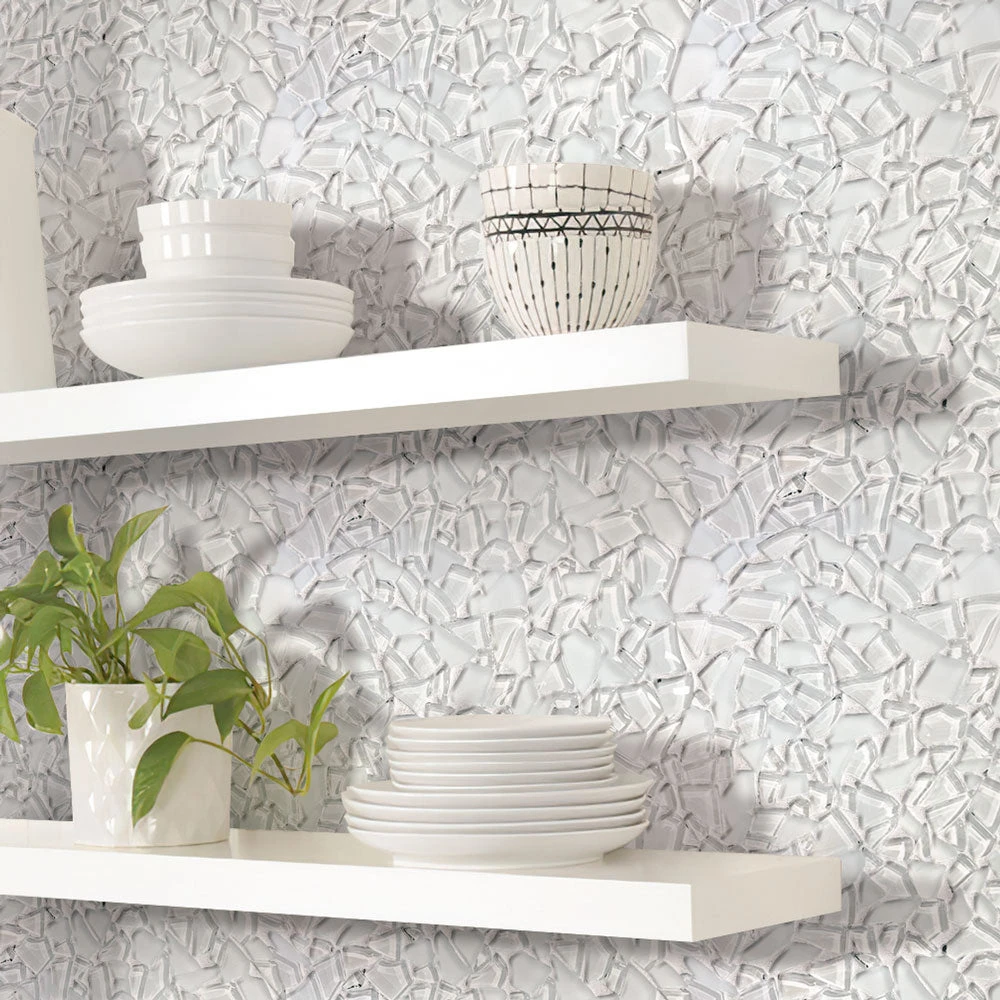 Diamond White Glass Pebble Mosaic Tile - Image 6