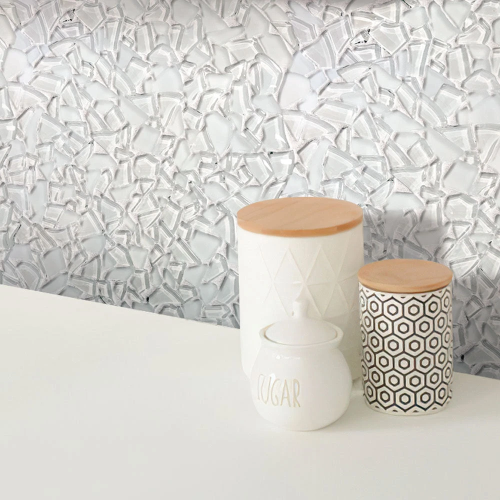 Diamond White Glass Pebble Mosaic Tile - Image 7