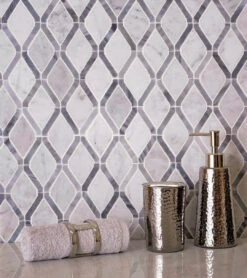 Diamonds Carrara White & Bardiglio Mosaic Tile