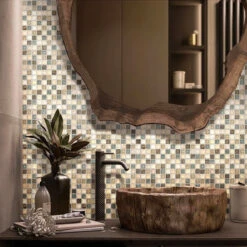 Eclectic Travertine Square Mosaic Tile