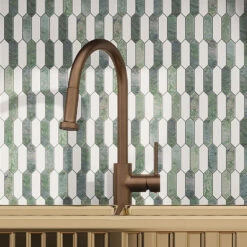 Envy Green And White Mini Picket Marble Mosaic Tile