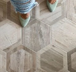 Esagona Intarcio Silver Wood Look Porcelain Tile
