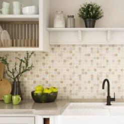 Ethnic Cream Etched Mosaic Tile