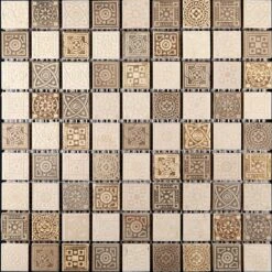 Ethnic Gold Etched Mosaic Tile