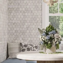 Gems Hex Blanco White Wood Look Tile