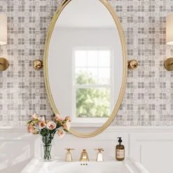 Geo Hexagon Wooden Beige Marble Mosaic Tile