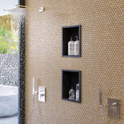 Glossy Gold Hexagon Glass Mosaic Tile