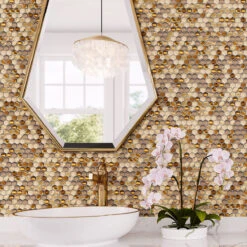 Golden Honey Hexagon Glass Mosaic Tile