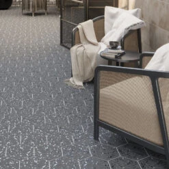Graphite Gray Terrazzo Hex Porcelain Tile