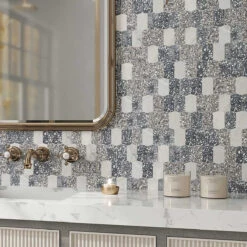 Gray And White Terrazzo Picket Mosaic Tile