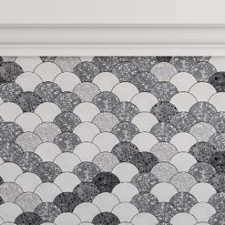 Gray And White Terrazzo Scale Mosaic Tile