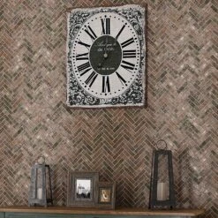 Ionic Herringbone Copper Porcelain Mosaic Tile