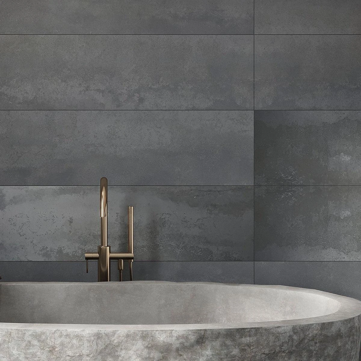 Ionic Steel 11.8" X 47.2" Rectified Porcelain Tile