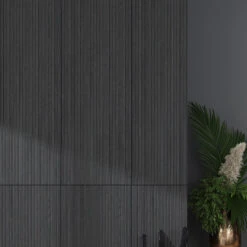 Japandi Black Ridged Panel Wall Tile