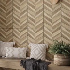 Japandi Textured Chevron Dark Wood
