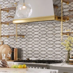 Medieval Diamonds Calacatta Gold & Lagos Azul Mosaic Tile