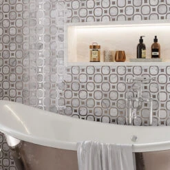 Milan White & Silver Mosaic Tile