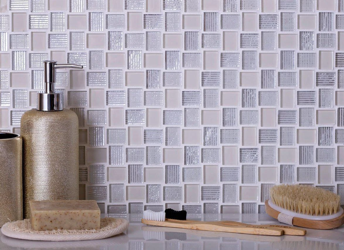 Mini Brick White Glass Mosaic Tile - Image 5