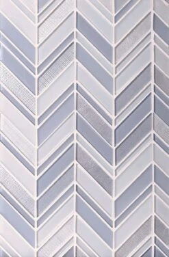 Moongrey Chevron Glass Mosaic Tile