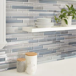 Moongrey Linear Glass Mosaic Tile