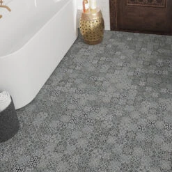 Moroccan Star & Cross Black Etched Marble Mosaic Tile