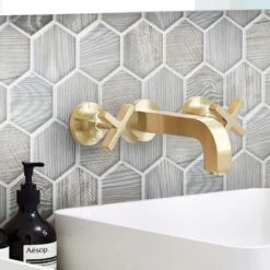 Painted Wood Hex Blue