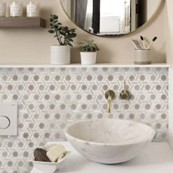 Pearl White Weaved Hexagon Glass Mosaic Tile