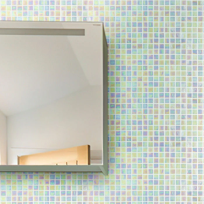 Pearlescent White Squares Glass Pool Tile - Image 11