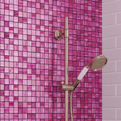 Pink Foil Glossy And Frosted Square Mosaic Tile