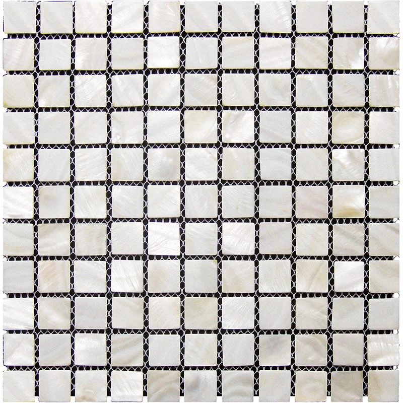 1" Pure White Mother Of Pearl Square Mosaic Tile