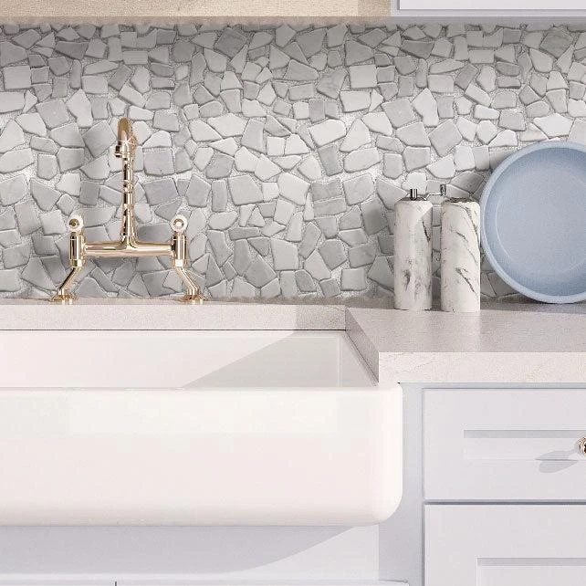 River Pebbles Carrara & Thassos Marble Tile