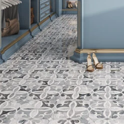 Scroll Calacatta Bluette And Thassos Marble Mosaic Tile
