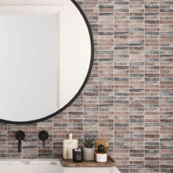 Silver Macao Bricks Etched Mosaic Tile