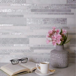 Silver White Matchstix Marble Mosaic Tile