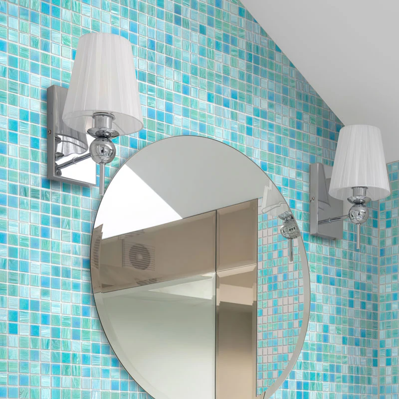 Sparkling Pool Blue Mixed Squares Glass Tile - Image 13