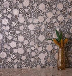 Steampunk Brown Glass And Resin Polished Mosaic Tile