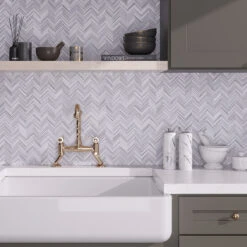 Sticks Equator Marble Polished Mosaic Tile